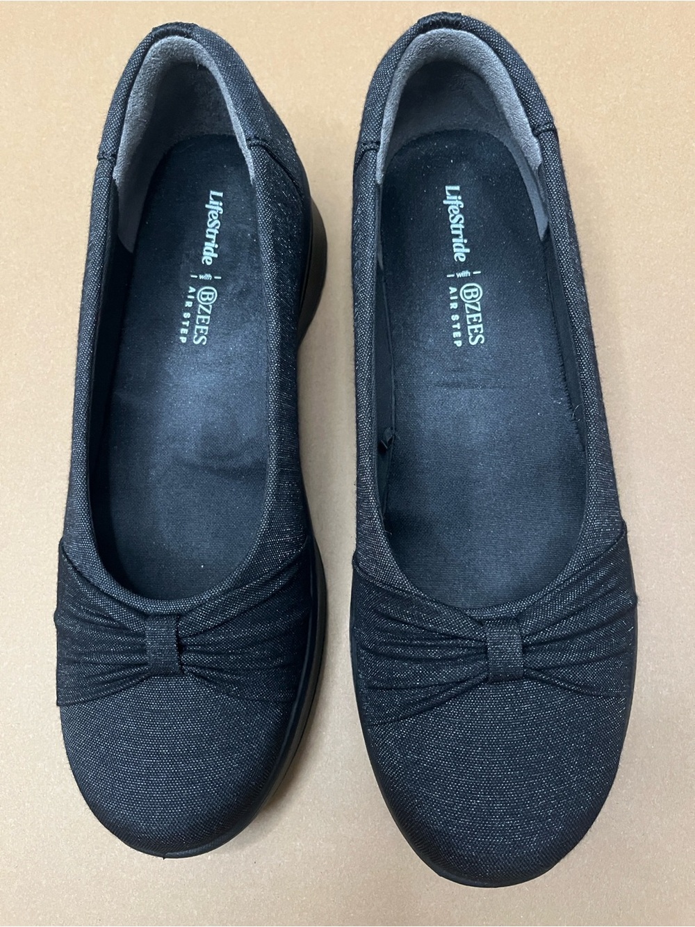 Bzees Black Bow Slip-On Flats